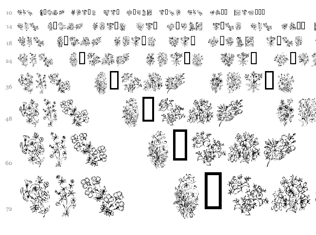 KR Floral Color Me font waterfall